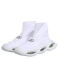 Dolce & Gabbana White Silver Slip On Wave Socks Sneakers Shoes