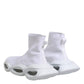 Dolce & Gabbana White Silver Slip On Wave Socks Sneakers Shoes