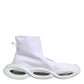 Dolce & Gabbana White Silver Slip On Wave Socks Sneakers Shoes