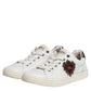 Dolce & Gabbana White Silver Sacred Heart Men Sneakers Shoes