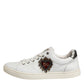 Dolce & Gabbana White Silver Sacred Heart Men Sneakers Shoes