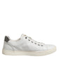 Dolce & Gabbana White Silver Sacred Heart Men Sneakers Shoes