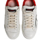 Dolce & Gabbana White Red Leather Logo Low Top Sneakers Shoes