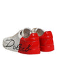 Dolce & Gabbana White Red Leather Logo Low Top Sneakers Shoes