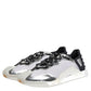 Dolce & Gabbana Silver Black Nylon NS1 Low Top Sneakers Shoes