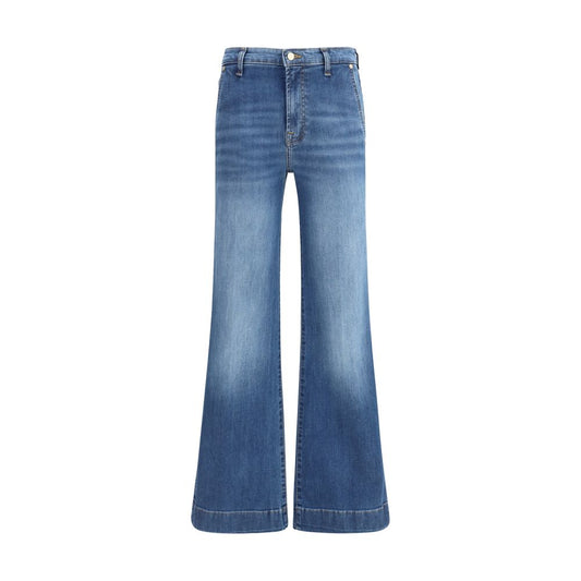 7FOR Blue Cotton Flared Jeans
