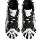 Dolce & Gabbana Black White Studded Low Top Sneakers Shoes