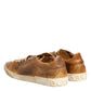 Dolce & Gabbana Brown Leather Low Top Men Sneakers Shoes
