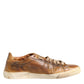 Dolce & Gabbana Brown Leather Low Top Men Sneakers Shoes