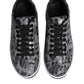 Dolce & Gabbana Gray Leather Leopard Low Top Sneakers Shoes