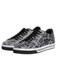 Dolce & Gabbana Gray Leather Leopard Low Top Sneakers Shoes