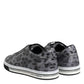 Dolce & Gabbana Gray Leather Leopard Low Top Sneakers Shoes