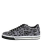 Dolce & Gabbana Gray Leather Leopard Low Top Sneakers Shoes