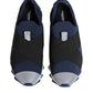 Dolce & Gabbana Blue Black Slip On Low Top Men Sneakers Shoes