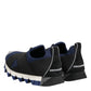 Dolce & Gabbana Blue Black Slip On Low Top Men Sneakers Shoes