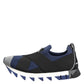 Dolce & Gabbana Blue Black Slip On Low Top Men Sneakers Shoes