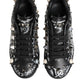 Dolce & Gabbana Black Portofino Stud Embellished Sneakers Shoes