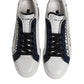 Dolce & Gabbana White Blue Crown Low Top Sneakers Shoes