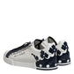 Dolce & Gabbana White Blue Crown Low Top Sneakers Shoes