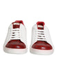 Dolce & Gabbana White Red Leather Lace Up Sneakers Shoes