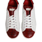 Dolce & Gabbana White Red Leather Lace Up Sneakers Shoes