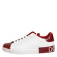 Dolce & Gabbana White Red Leather Lace Up Sneakers Shoes