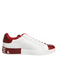 Dolce & Gabbana White Red Leather Lace Up Sneakers Shoes