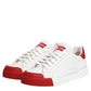 Dolce & Gabbana White Red Leather Lace Up Sneakers Shoes
