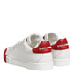 Dolce & Gabbana White Red Leather Lace Up Sneakers Shoes