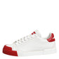 Dolce & Gabbana White Red Leather Lace Up Sneakers Shoes