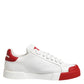Dolce & Gabbana White Red Leather Lace Up Sneakers Shoes