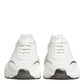 Dolce & Gabbana White Silver DAYMASTER Leather Sneakers Shoes