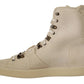 Dolce & Gabbana White Leather Lace Up Mens Boots