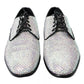 Dolce & Gabbana Silver Leather Rhinestones Derby Shoes