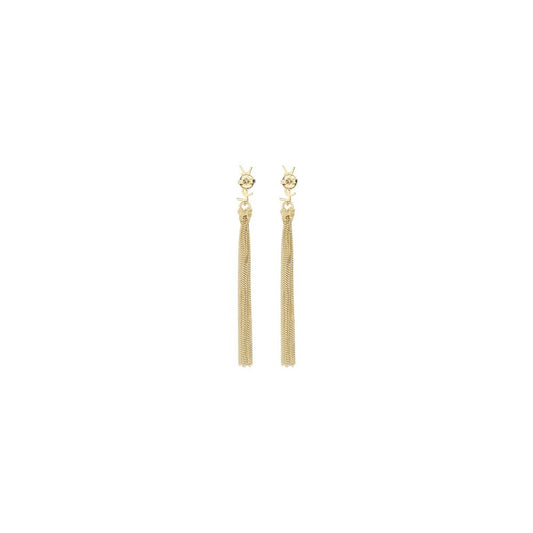 Saint Laurent Bo Pompons Chaines Brass Metal Womens Earrings