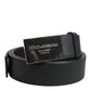 Dolce & Gabbana Black Leather Classic Metal Logo Buckle Belt