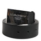Dolce & Gabbana Black Leather Classic Metal Logo Buckle Belt