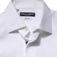 Dolce & Gabbana White Bib Cotton Poplin GOLD Men Formal Shirt