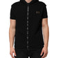 Dolce & Gabbana Black Sleeveless Hooded Logo Plaque Jacket