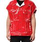 Dolce & Gabbana Red Sleeveless Logo Plaque Vest Jacket