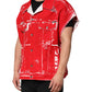 Dolce & Gabbana Red Sleeveless Logo Plaque Vest Jacket