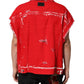 Dolce & Gabbana Red Sleeveless Logo Plaque Vest Jacket