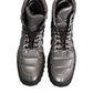 Dolce & Gabbana Silver Padded Mid Calf Lace Up Boots Shoes
