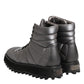 Dolce & Gabbana Silver Padded Mid Calf Lace Up Boots Shoes