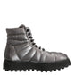 Dolce & Gabbana Silver Padded Mid Calf Lace Up Boots Shoes