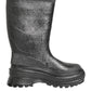 Dolce & Gabbana Metallic Gray Pull On Rain Boots Shoes