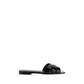 Saint Laurent Black Calf Leather Bos Taurus Flat Sandals