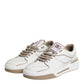 Dolce & Gabbana White Brown Leather Low Top Men Sneakers Shoes
