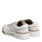 Dolce & Gabbana White Brown Leather Low Top Men Sneakers Shoes