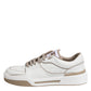 Dolce & Gabbana White Brown Leather Low Top Men Sneakers Shoes